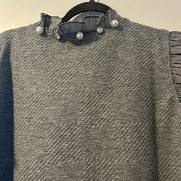 Simply Southern Gray Quilted Dress with Pearl & Rhinestone Trim - Picture 5 of 5